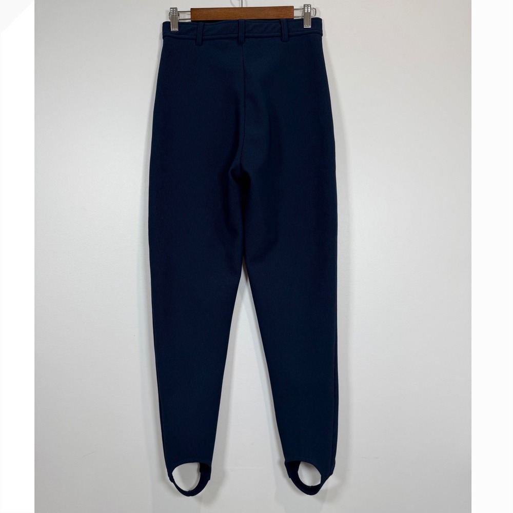 Casual‎ Corner Navy Blue Ribbed Knit Stirrup Pants High Rise Vintage Size 12